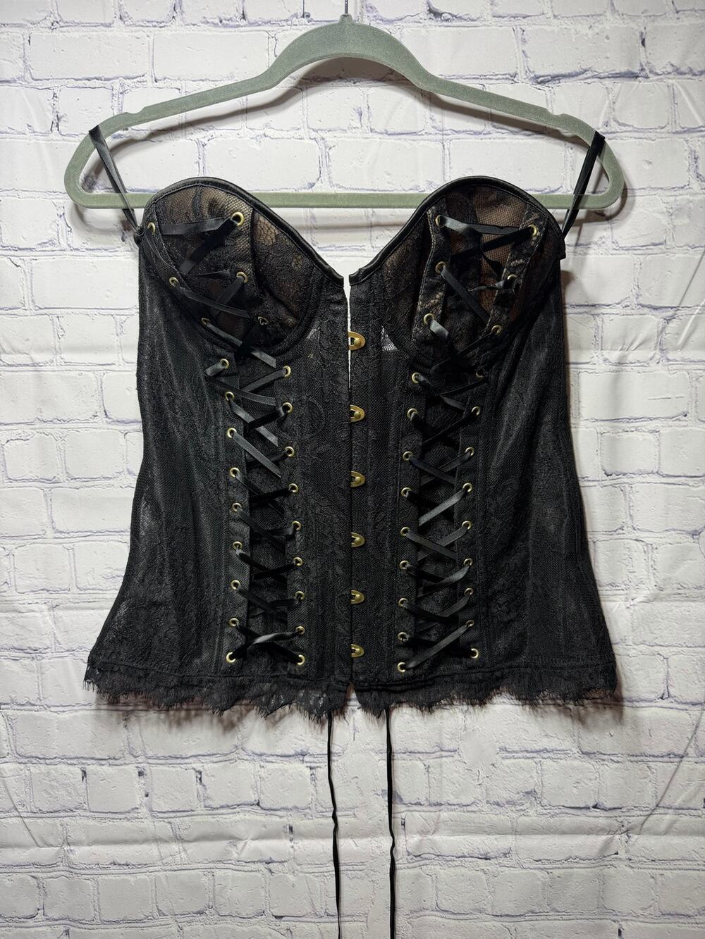 Adore Me Sleeveless Corset Top Black Sz XL Sheer Padded Whimsigoth Punk